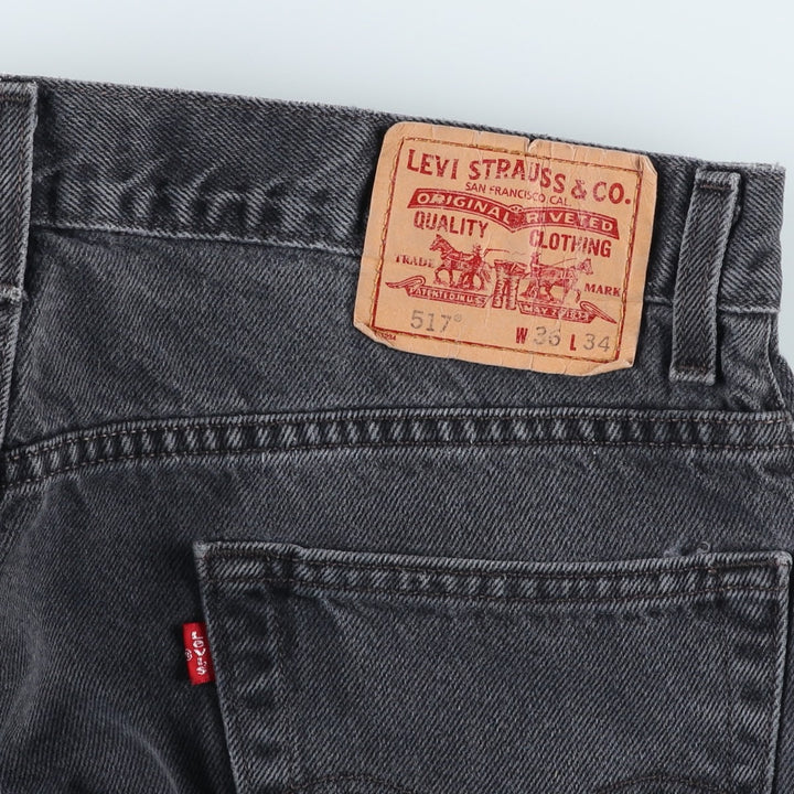 2000'S Levi's 517 BOOT CUT Black Denim Bootcut Jeans, Men's Size W35 (approx.) cotton black type Vintage Second Hand
