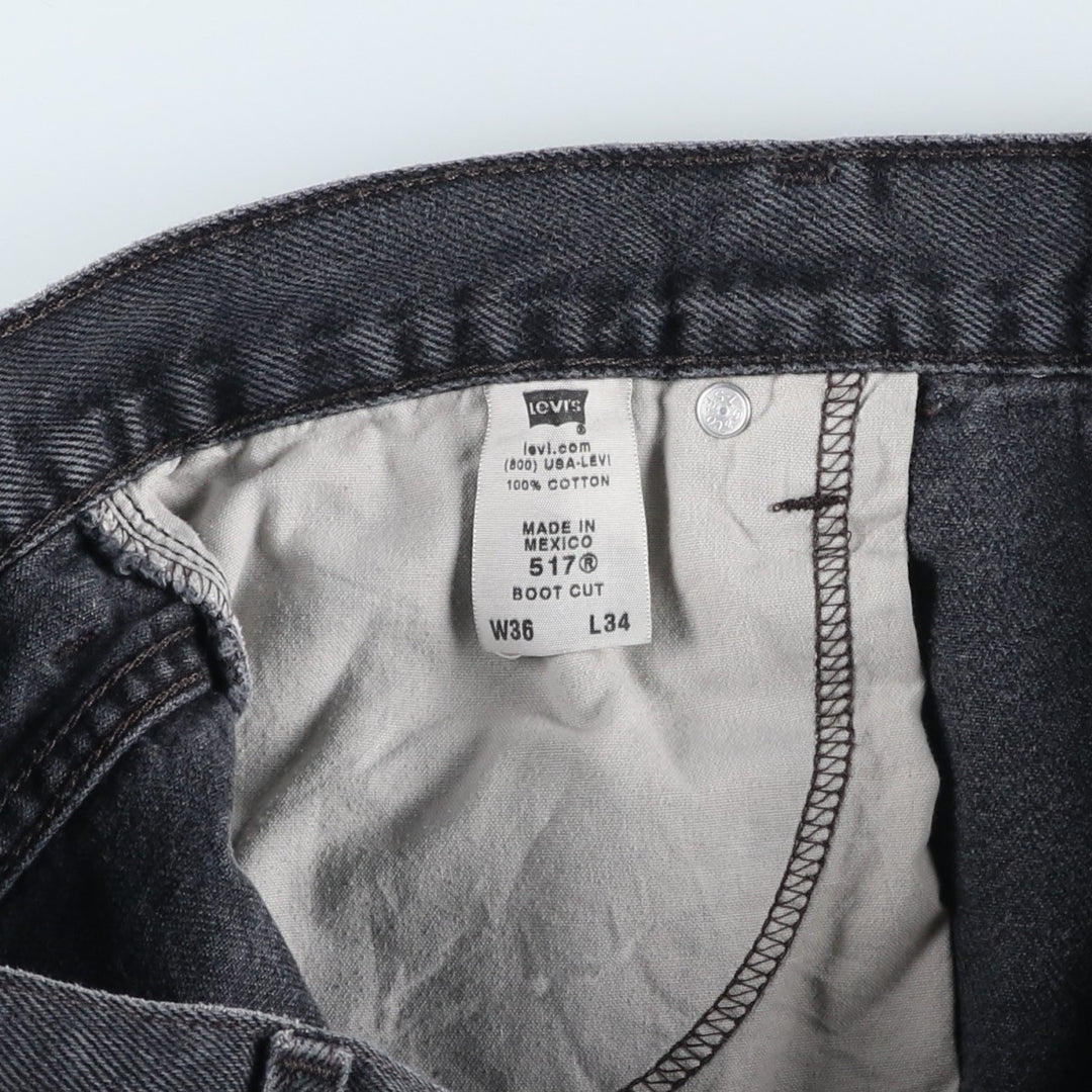 2000'S Levi's 517 BOOT CUT Black Denim Bootcut Jeans, Men's Size W35 (approx.) cotton black type Vintage Second Hand