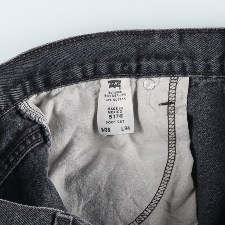 2000'S Levi's 517 BOOT CUT Black Denim Bootcut Jeans, Men's Size W35 (approx.) cotton black type Vintage Second Hand