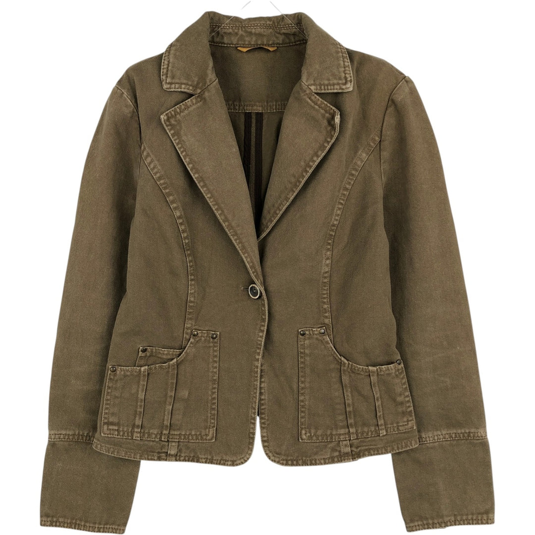 STEFANEL denim tailored jacket, women's size M (approx.) cotton Khaki type Vintage Second Hand