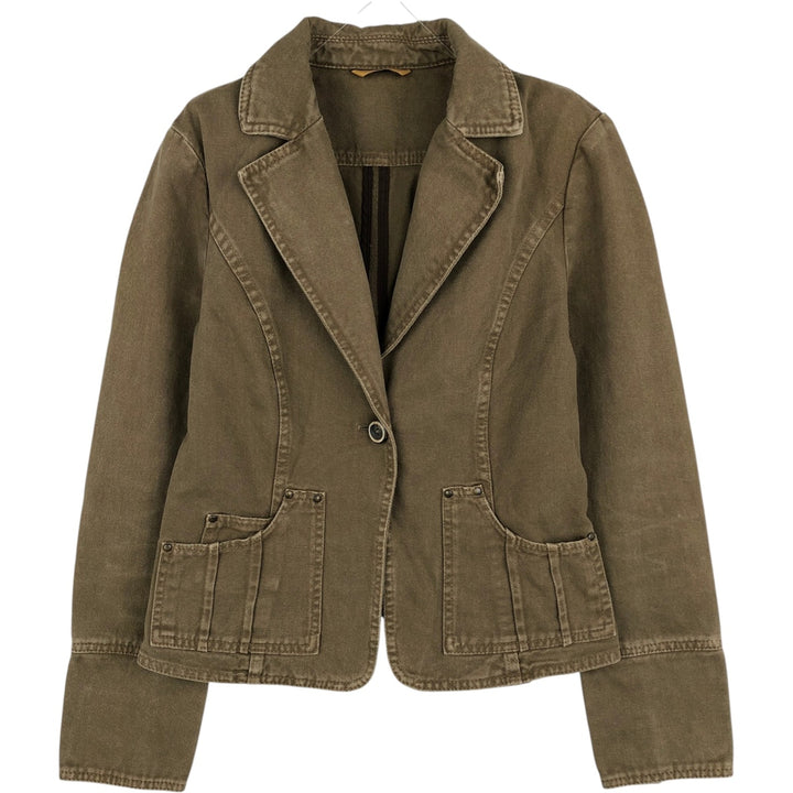 STEFANEL denim tailored jacket, women's size M (approx.) cotton Khaki type Vintage Second Hand