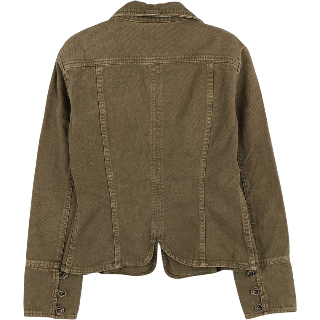 STEFANEL denim tailored jacket, women's size M (approx.) cotton Khaki type Vintage Second Hand