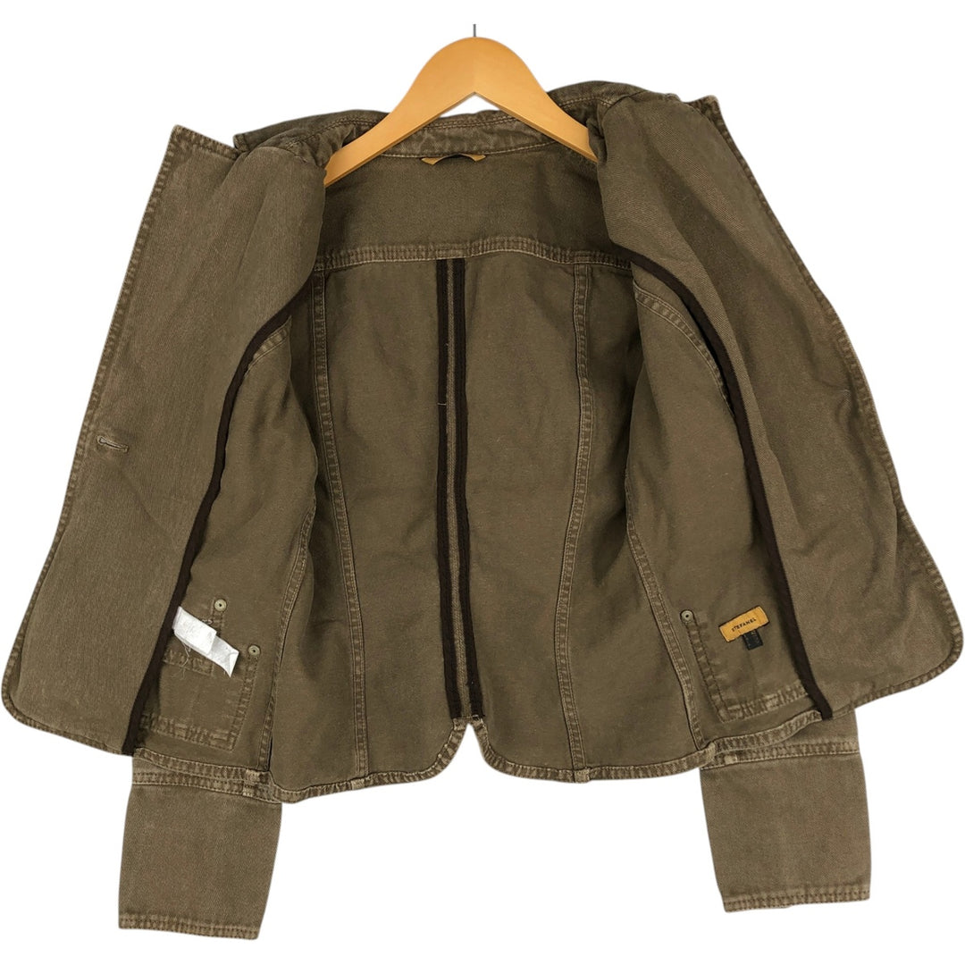STEFANEL denim tailored jacket, women's size M (approx.) cotton Khaki type Vintage Second Hand