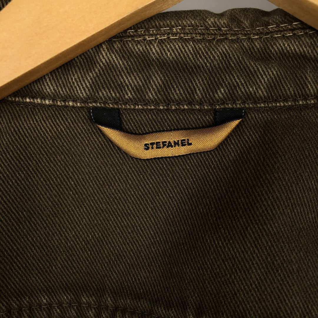 STEFANEL denim tailored jacket, women's size M (approx.) cotton Khaki type Vintage Second Hand