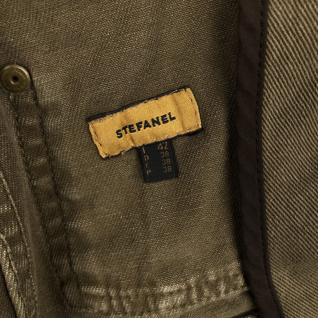 STEFANEL denim tailored jacket, women's size M (approx.) cotton Khaki type Vintage Second Hand