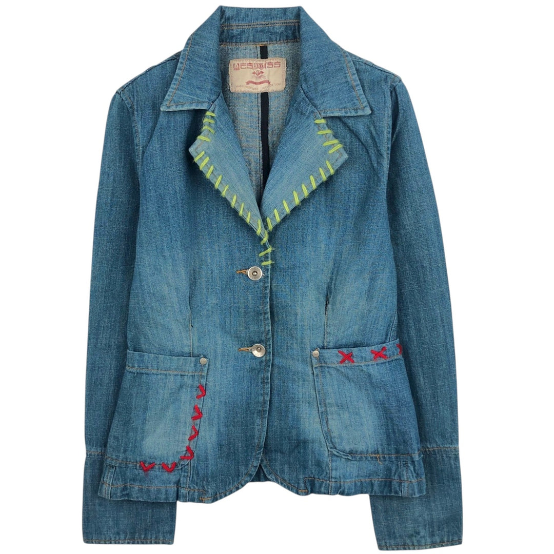 YES MISS Denim Tailored Jacket, Women's Size L (approx.) cotton blue type Vintage Second Hand