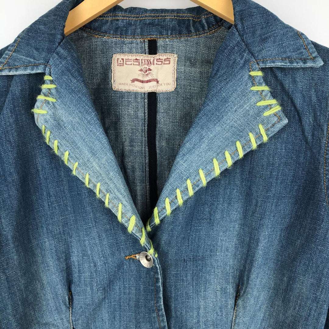 YES MISS Denim Tailored Jacket, Women's Size L (approx.) cotton blue type Vintage Second Hand