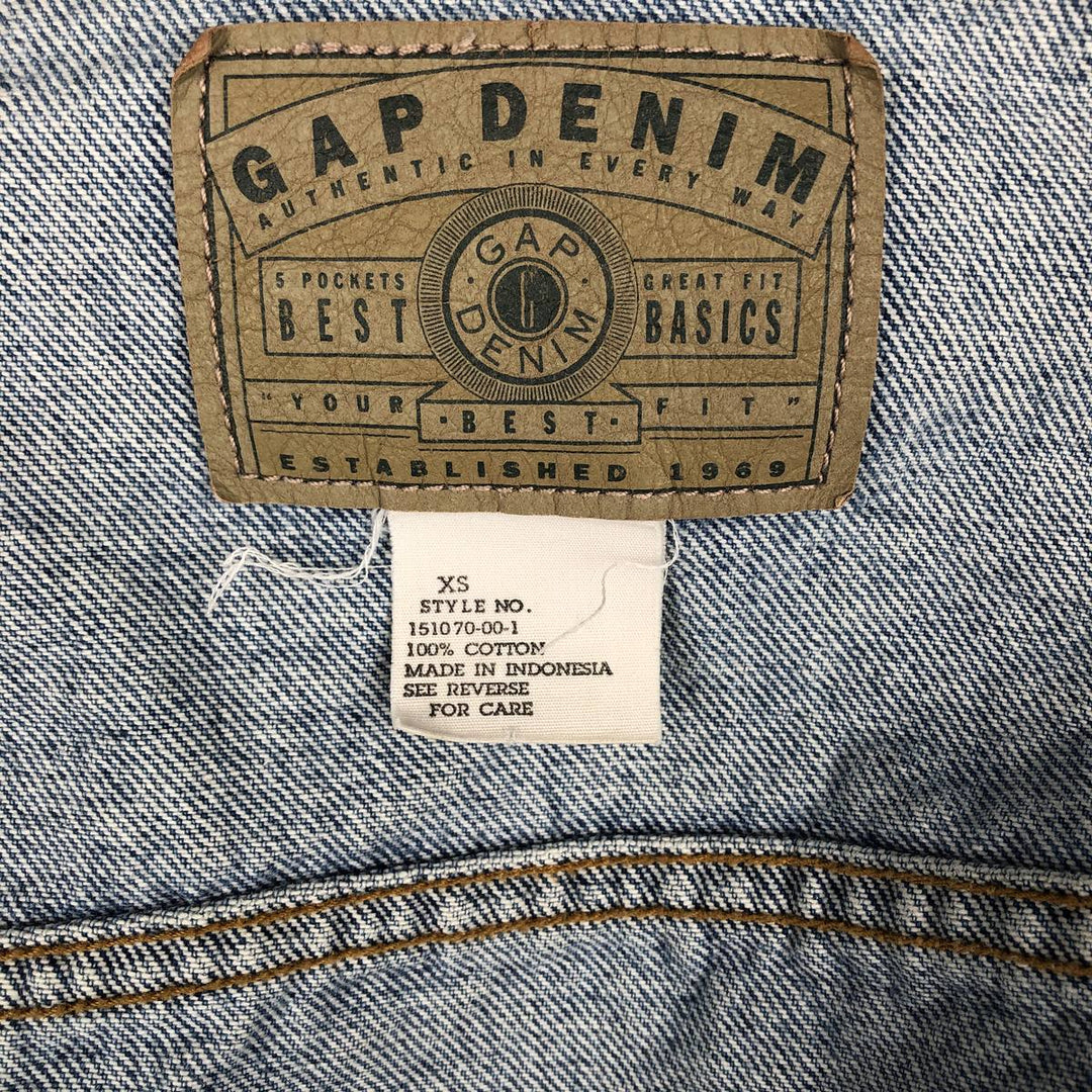 90'S GAP DENIM Old GAP Denim Jacket G-Jean Men's XS equivalent Vintage cotton blue type Vintage Second Hand