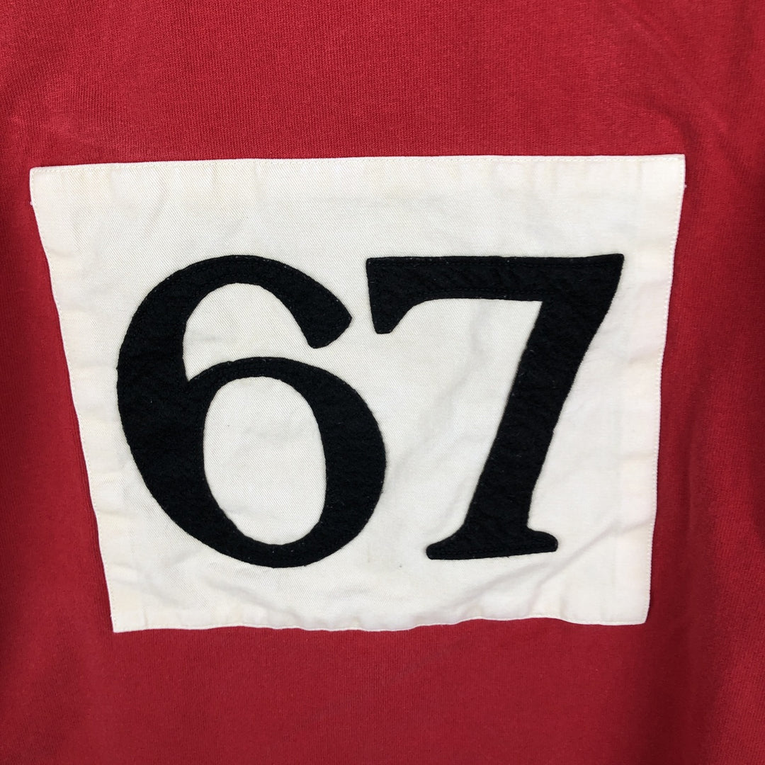 CUSTOM FIT Long-Sleeve Rugby Shirt, Men's Size L (approx.) cotton red type Vintage Second Hand