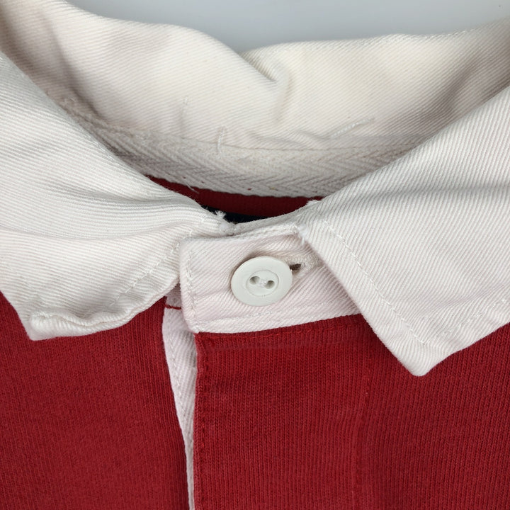 CUSTOM FIT Long-Sleeve Rugby Shirt, Men's Size L (approx.) cotton red type Vintage Second Hand