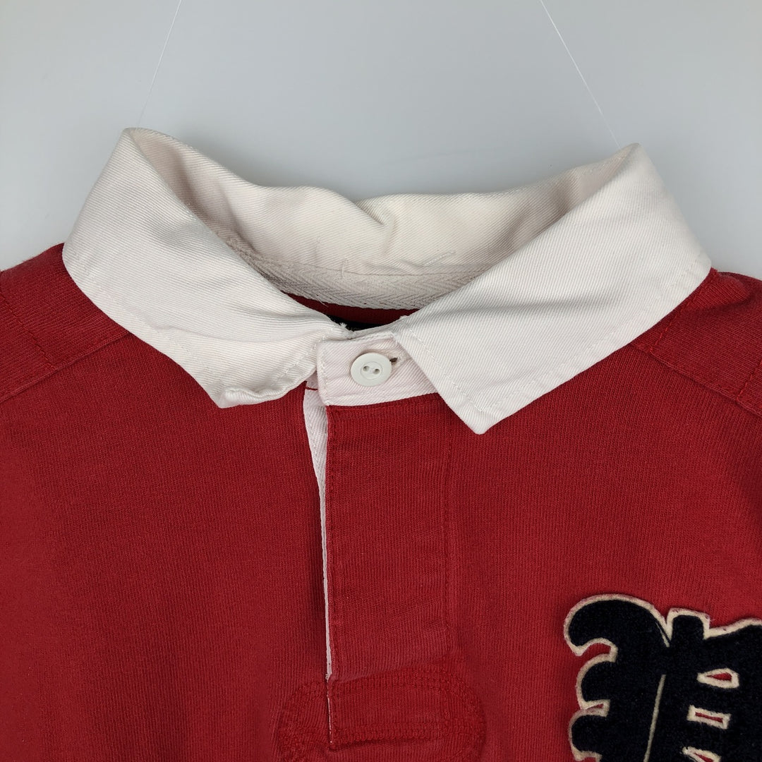 CUSTOM FIT Long-Sleeve Rugby Shirt, Men's Size L (approx.) cotton red type Vintage Second Hand