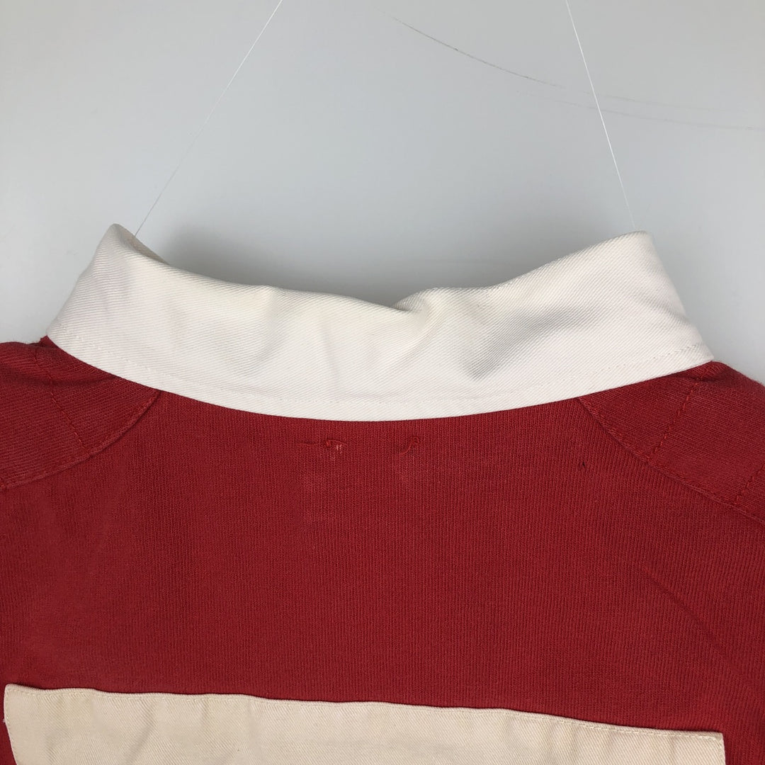 CUSTOM FIT Long-Sleeve Rugby Shirt, Men's Size L (approx.) cotton red type Vintage Second Hand