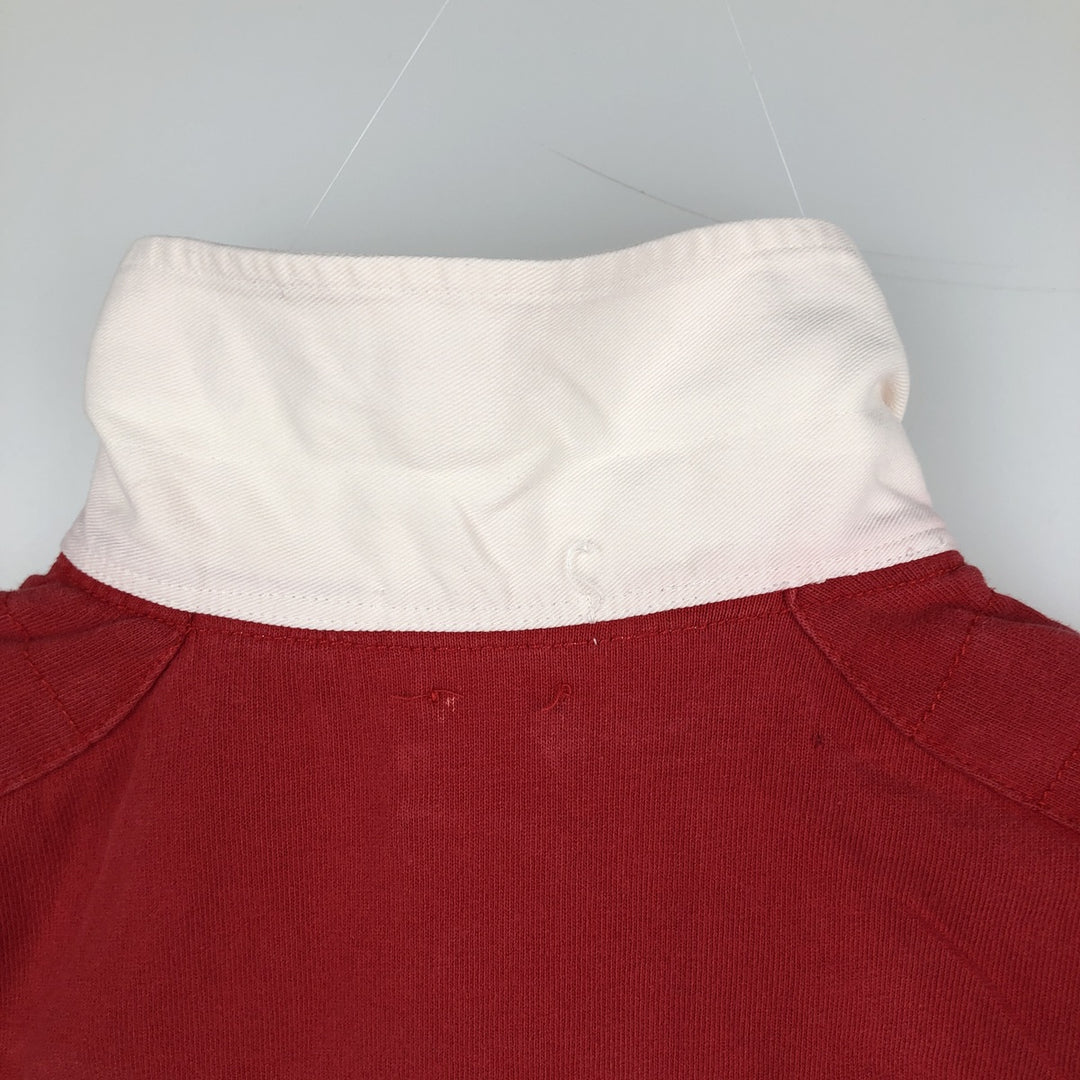 CUSTOM FIT Long-Sleeve Rugby Shirt, Men's Size L (approx.) cotton red type Vintage Second Hand
