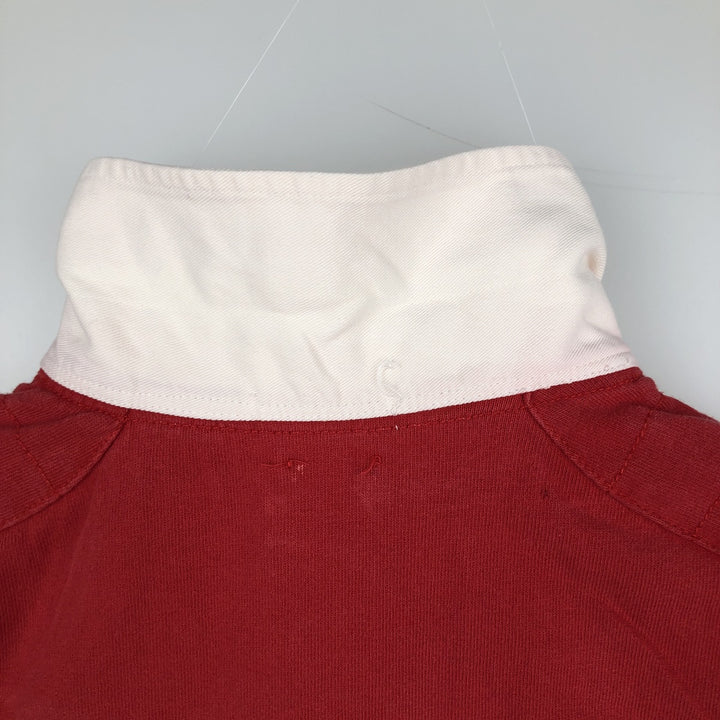 CUSTOM FIT Long-Sleeve Rugby Shirt, Men's Size L (approx.) cotton red type Vintage Second Hand