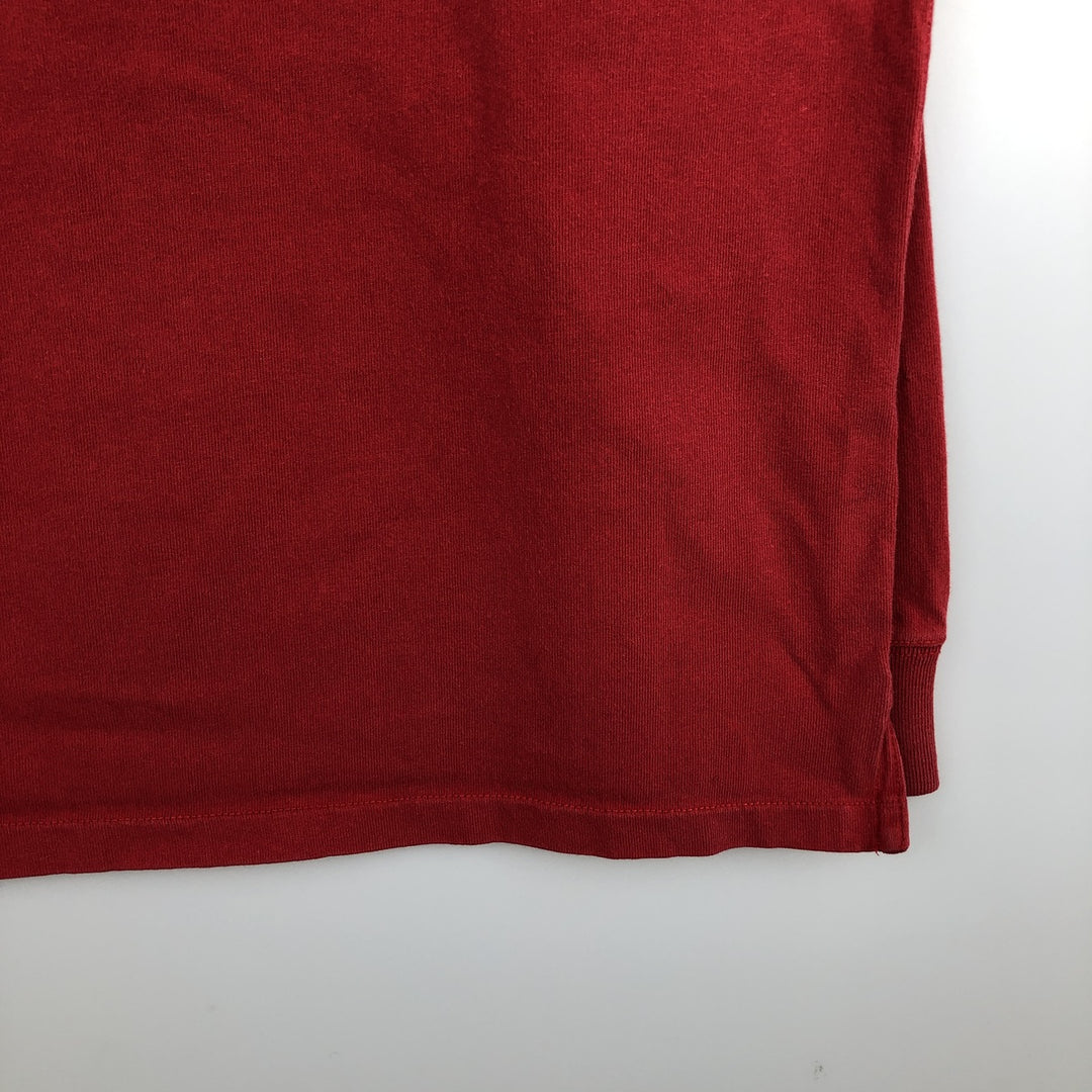 CUSTOM FIT Long-Sleeve Rugby Shirt, Men's Size L (approx.) cotton red type Vintage Second Hand