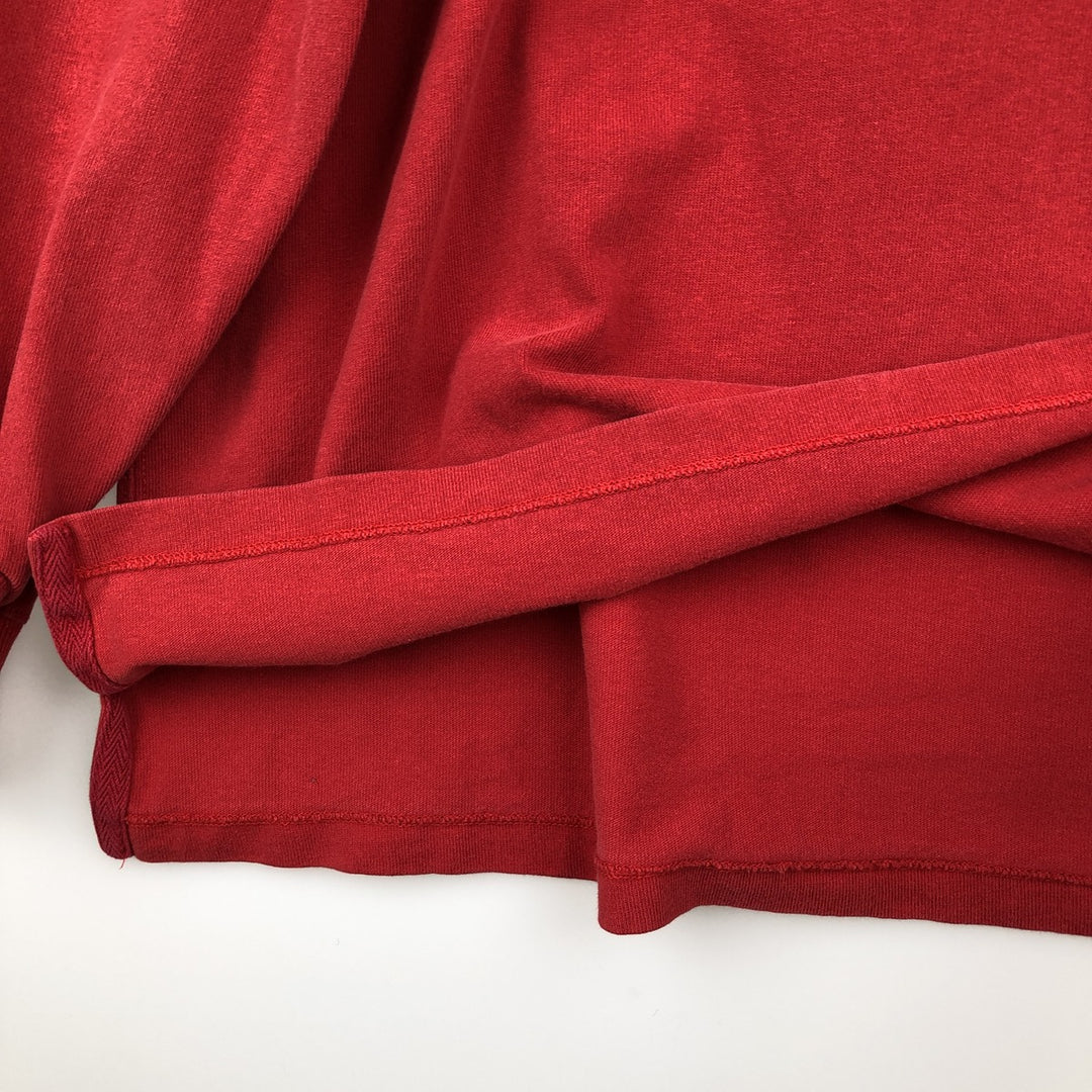 CUSTOM FIT Long-Sleeve Rugby Shirt, Men's Size L (approx.) cotton red type Vintage Second Hand