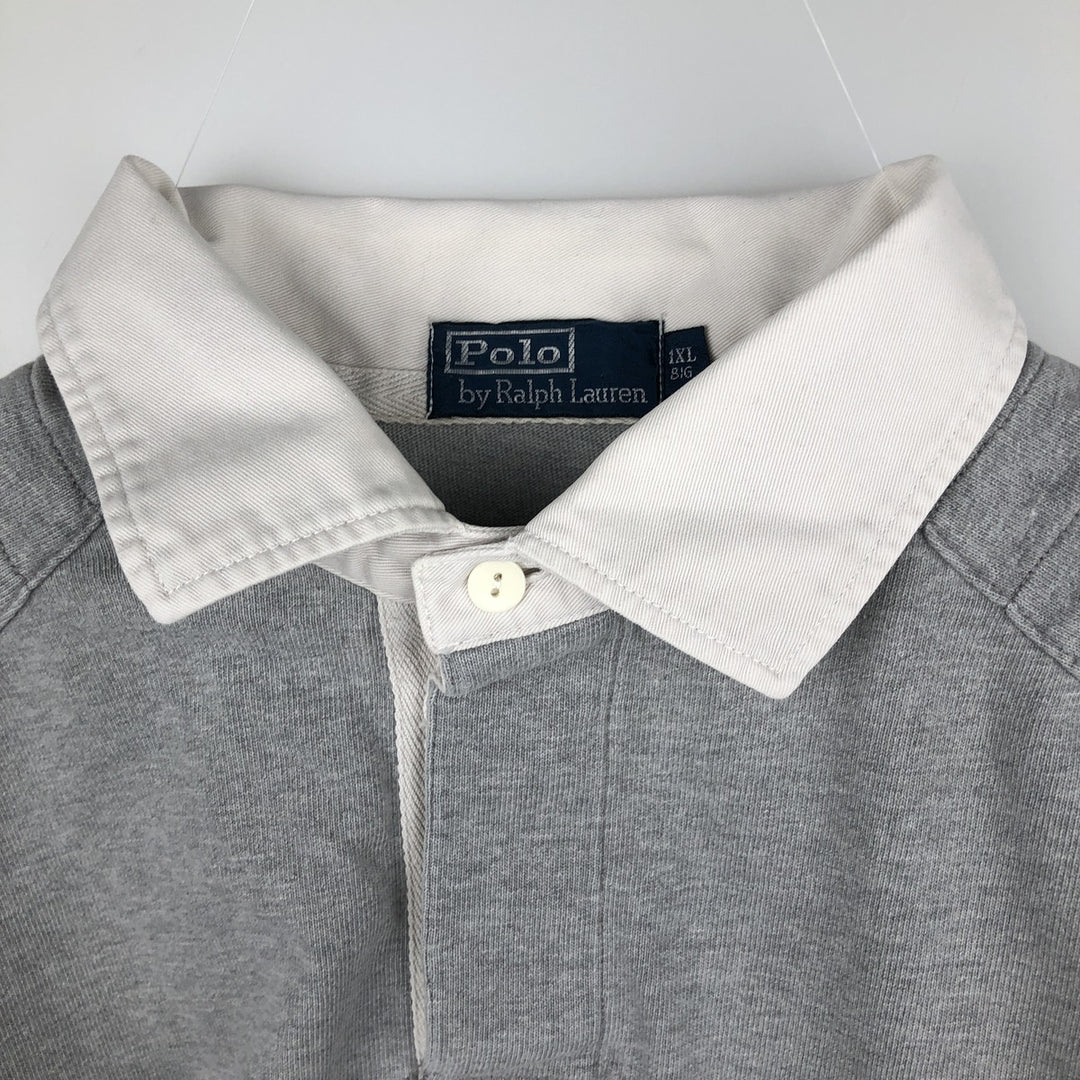 Ralph Lauren POLO by Ralph Lauren long sleeve rugby shirt, men's XL size cotton gray type Vintage Second Hand