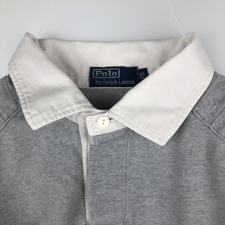 Ralph Lauren POLO by Ralph Lauren long sleeve rugby shirt, men's XL size cotton gray type Vintage Second Hand