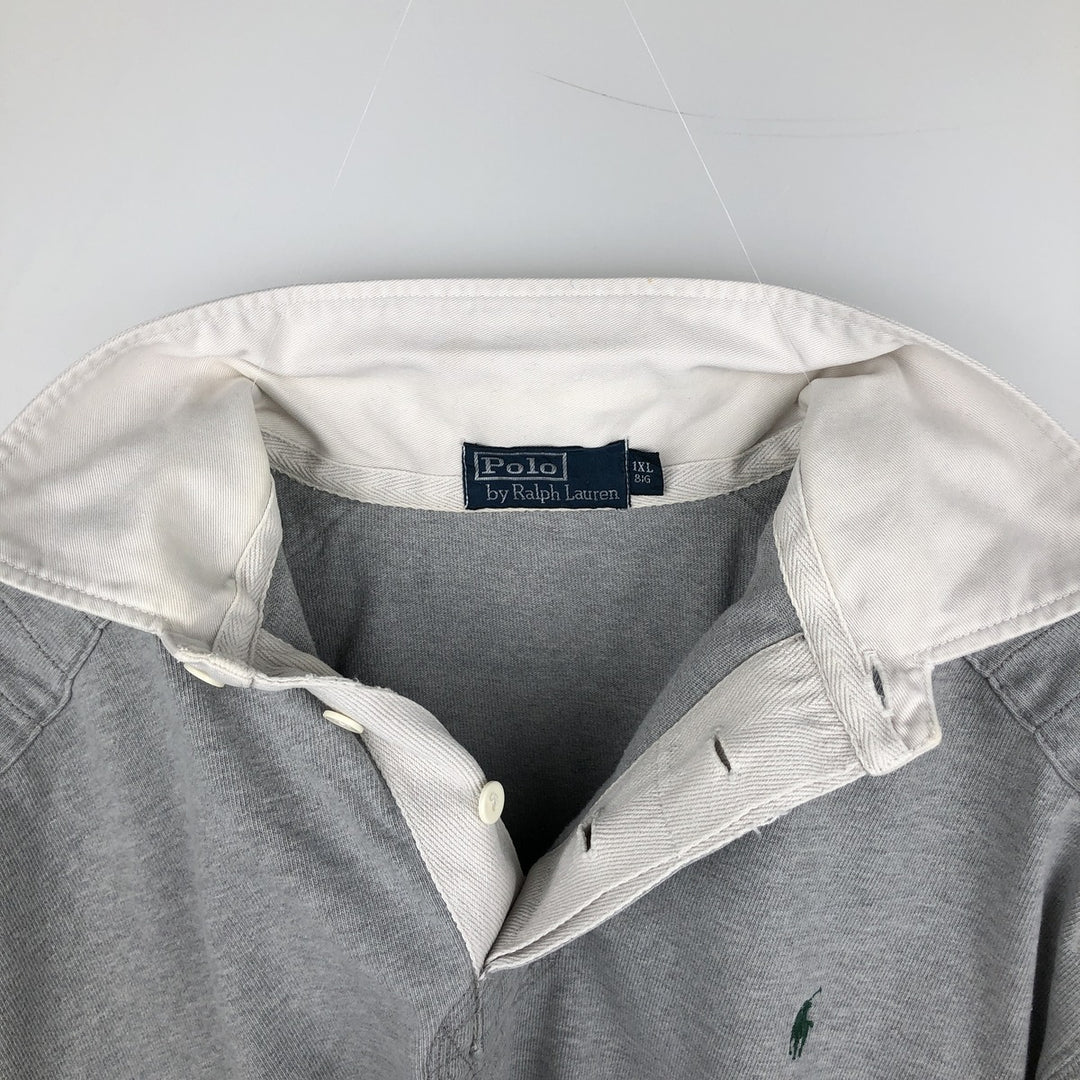 Ralph Lauren POLO by Ralph Lauren long sleeve rugby shirt, men's XL size cotton gray type Vintage Second Hand