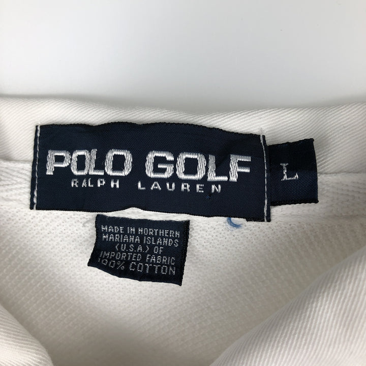 Ralph Lauren POLO GOLF long-sleeved rugby shirt, men's size L (approx.) cotton white type Vintage Second Hand