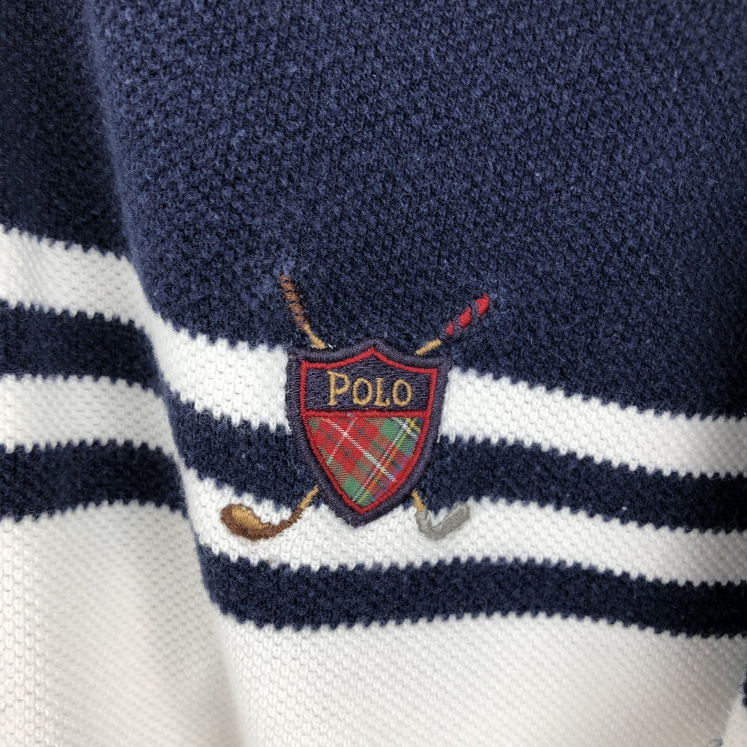 Ralph Lauren POLO GOLF long-sleeved rugby shirt, men's size L (approx.) cotton white type Vintage Second Hand