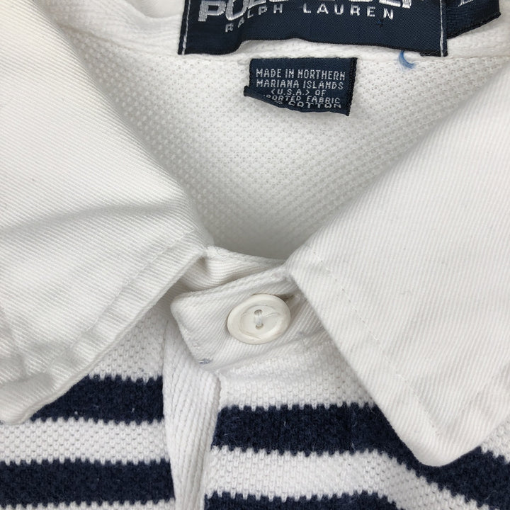 Ralph Lauren POLO GOLF long-sleeved rugby shirt, men's size L (approx.) cotton white type Vintage Second Hand