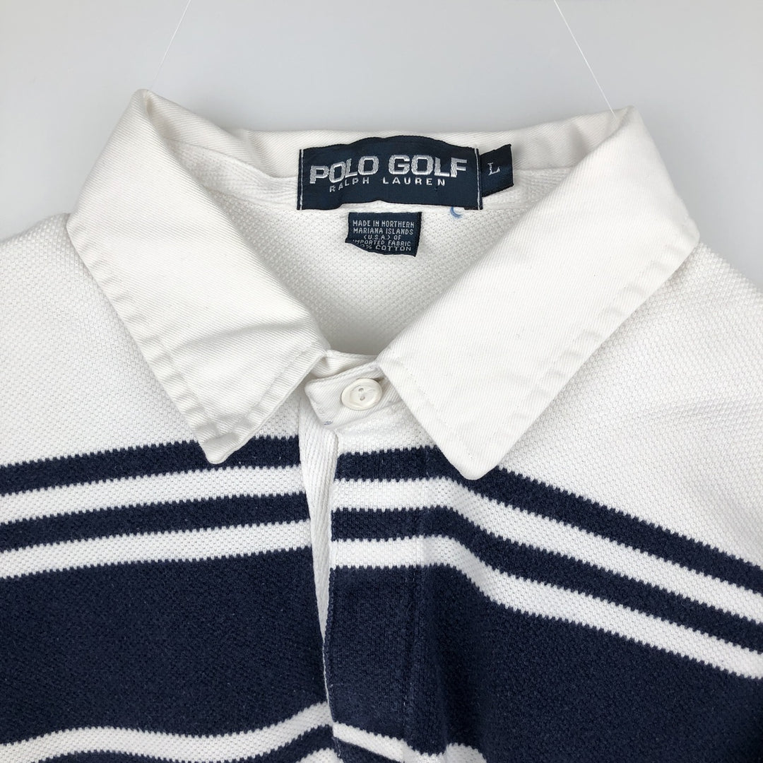 Ralph Lauren POLO GOLF long-sleeved rugby shirt, men's size L (approx.) cotton white type Vintage Second Hand