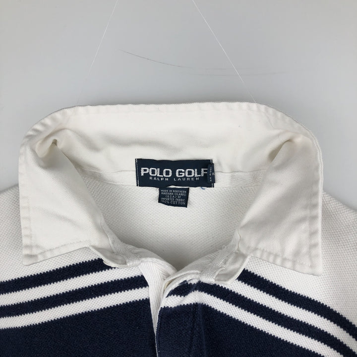 Ralph Lauren POLO GOLF long-sleeved rugby shirt, men's size L (approx.) cotton white type Vintage Second Hand