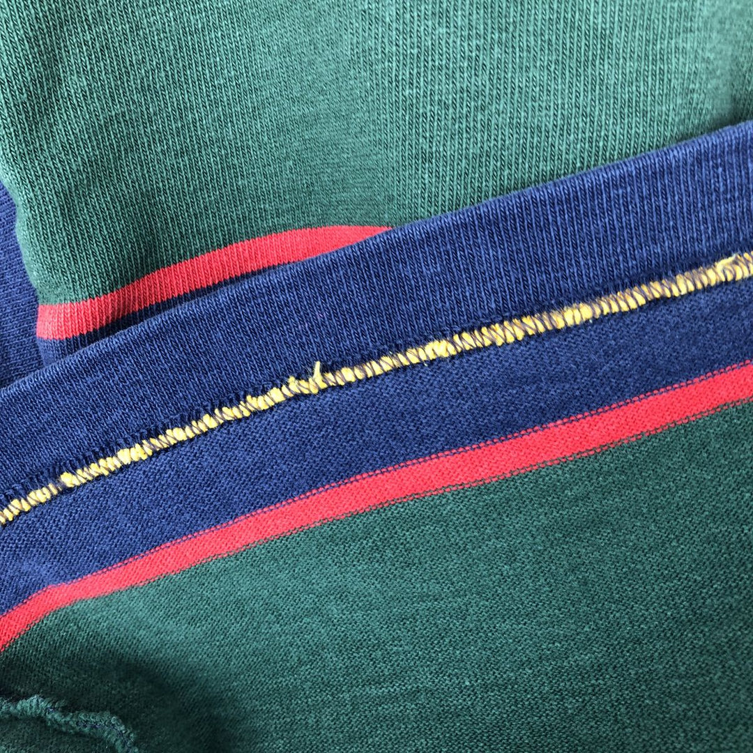 BARBARIAN Border Pattern Multi-stripe Long-Sleeve Rugby Shirt, Made in Canada, Men's Size M (approx.) cotton green type Vintage Second Hand