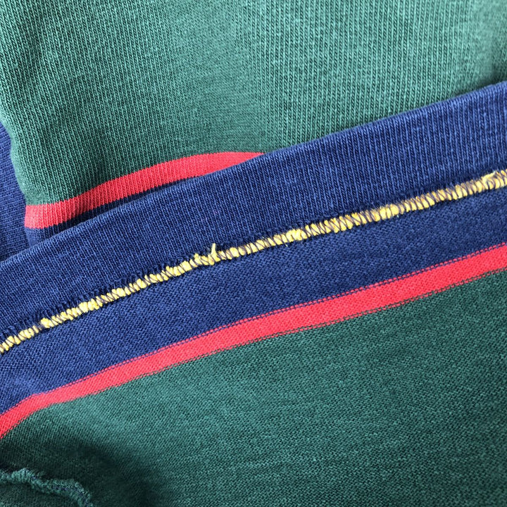 BARBARIAN Border Pattern Multi-stripe Long-Sleeve Rugby Shirt, Made in Canada, Men's Size M (approx.) cotton green type Vintage Second Hand