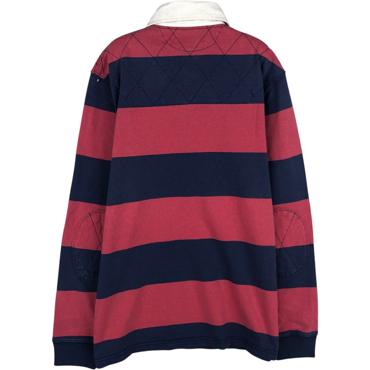 Ralph Lauren POLO by Ralph Lauren CUSTOM FIT Border Pattern Long Sleeve Rugby Shirt Men's M cotton pink type Vintage Second Hand