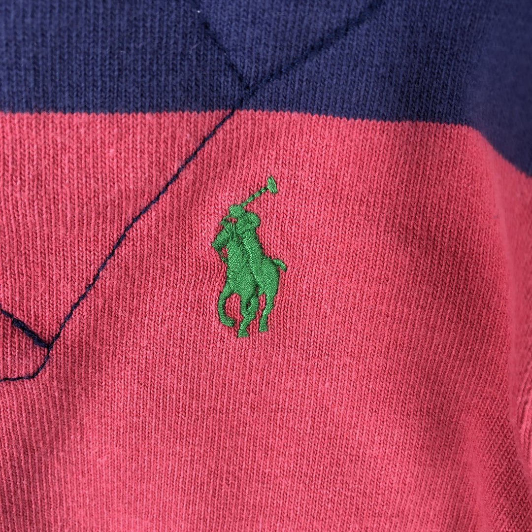 Ralph Lauren POLO by Ralph Lauren CUSTOM FIT Border Pattern Long Sleeve Rugby Shirt Men's M cotton pink type Vintage Second Hand