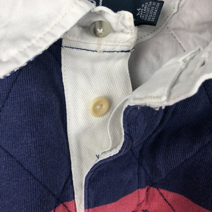 Ralph Lauren POLO by Ralph Lauren CUSTOM FIT Border Pattern Long Sleeve Rugby Shirt Men's M cotton pink type Vintage Second Hand