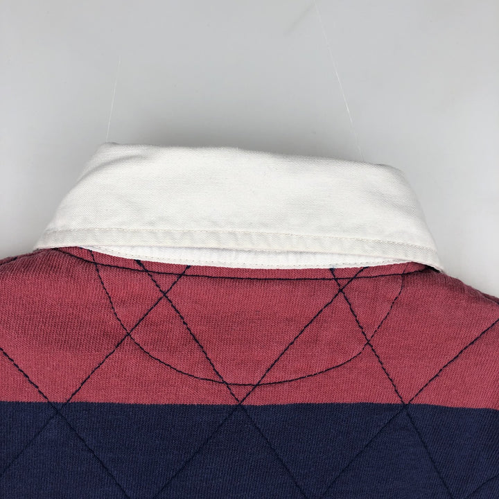 Ralph Lauren POLO by Ralph Lauren CUSTOM FIT Border Pattern Long Sleeve Rugby Shirt Men's M cotton pink type Vintage Second Hand