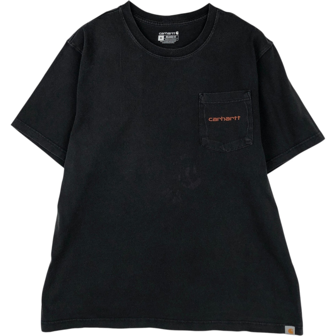 Carhartt Relaxed Fit Short-Sleeve Logo T-Shirt, Men's Size XL (approx.) cotton black type Vintage Second Hand
