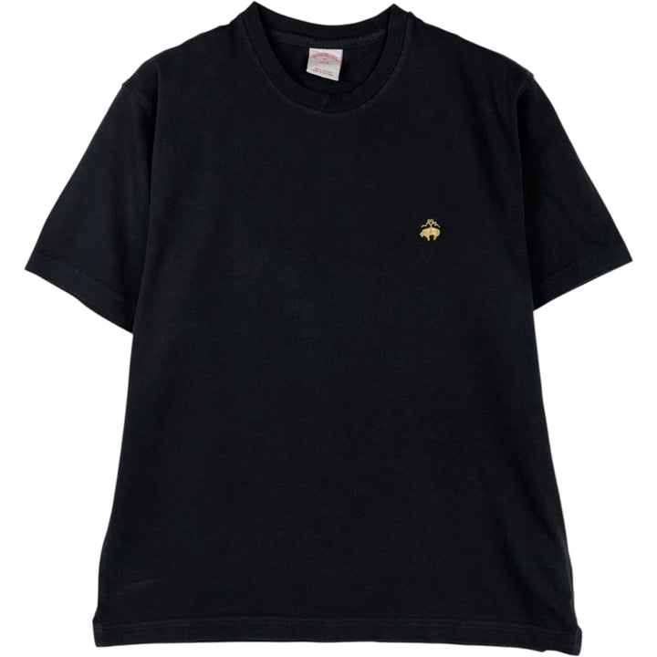 Brooks Brothers Short-Sleeve T-Shirt with One-Point Logo, Men's Size M (approx.) cotton black type Vintage Second Hand
