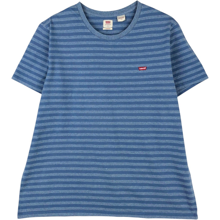 Levi's Standard Short-Sleeve Striped T-Shirt, Men's Size L (approx.) cotton Purple type blue-purple Vintage Second Hand