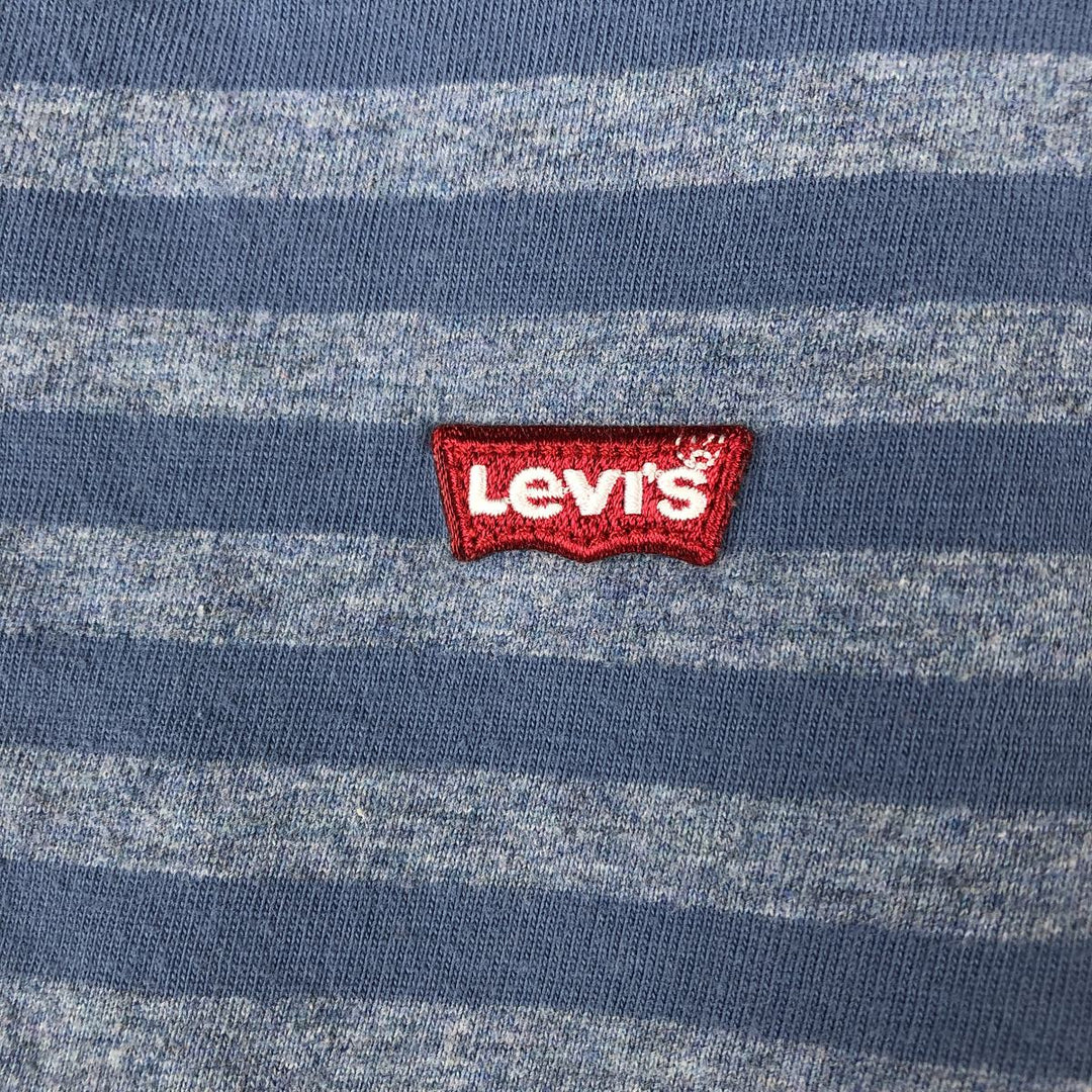 Levi's Standard Short-Sleeve Striped T-Shirt, Men's Size L (approx.) cotton Purple type blue-purple Vintage Second Hand