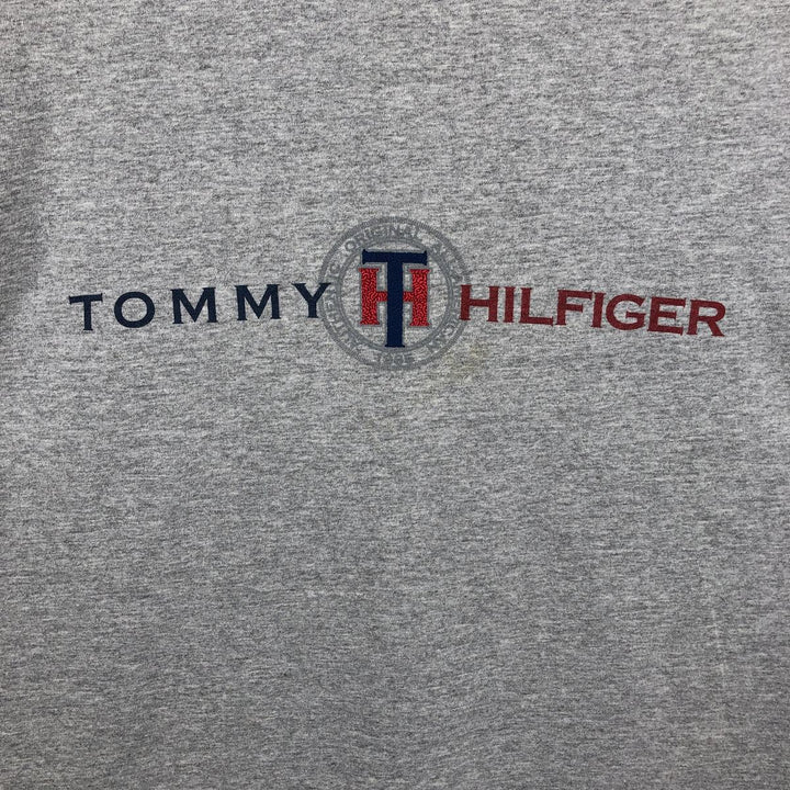 90'S Tommy Hilfiger Short-Sleeve Logo T-Shirt, Made in USA, Men's Size XL (Equivalent), Vintage cotton gray type Vintage Second Hand