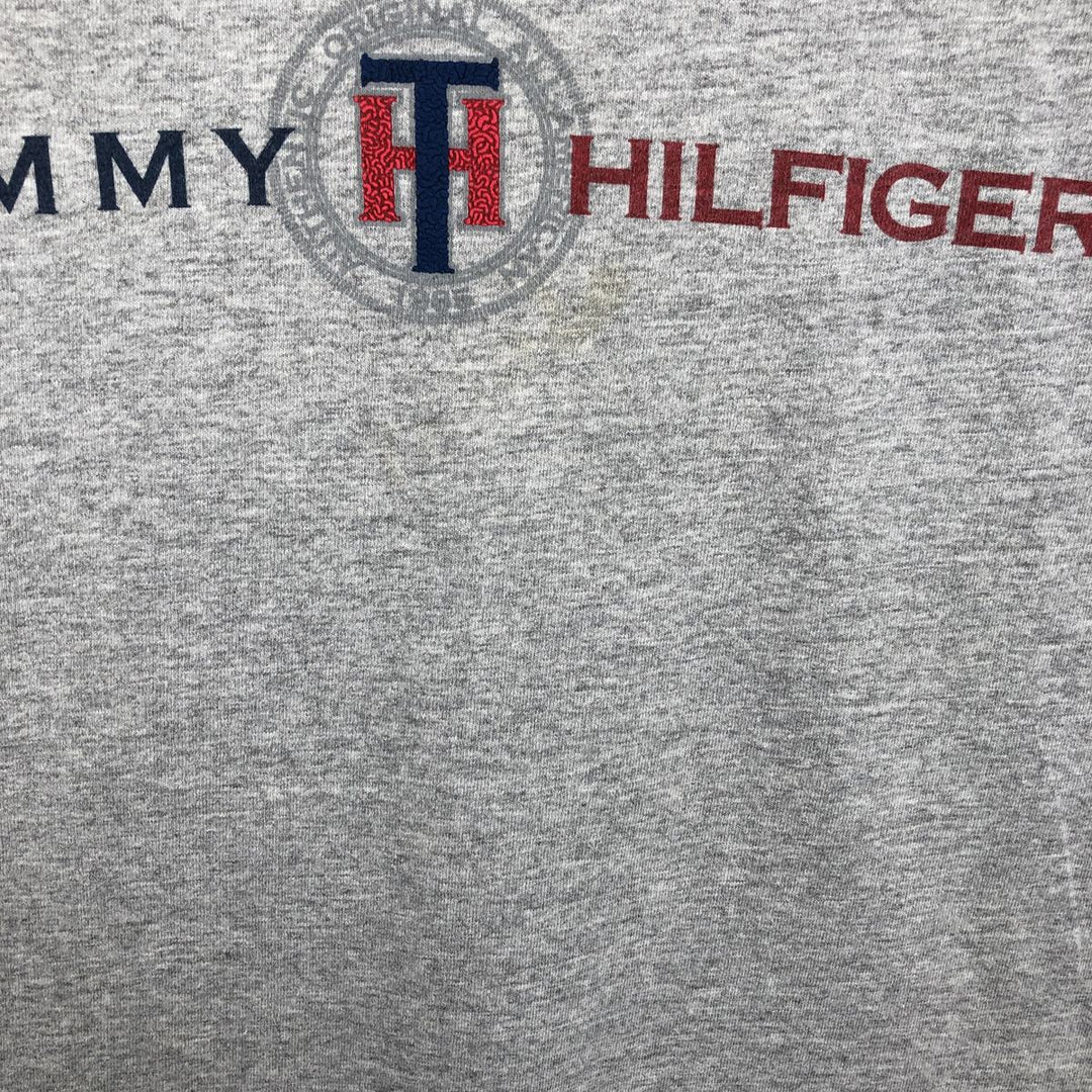 90'S Tommy Hilfiger Short-Sleeve Logo T-Shirt, Made in USA, Men's Size XL (Equivalent), Vintage cotton gray type Vintage Second Hand
