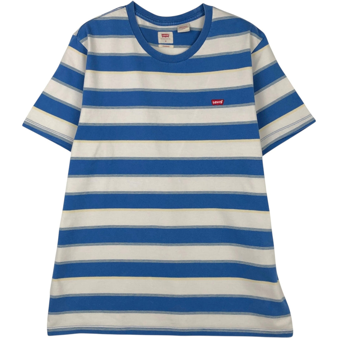 Levi's Standard Short-Sleeve Striped T-Shirt, Men's Size M (approx.) cotton white type Vintage Second Hand