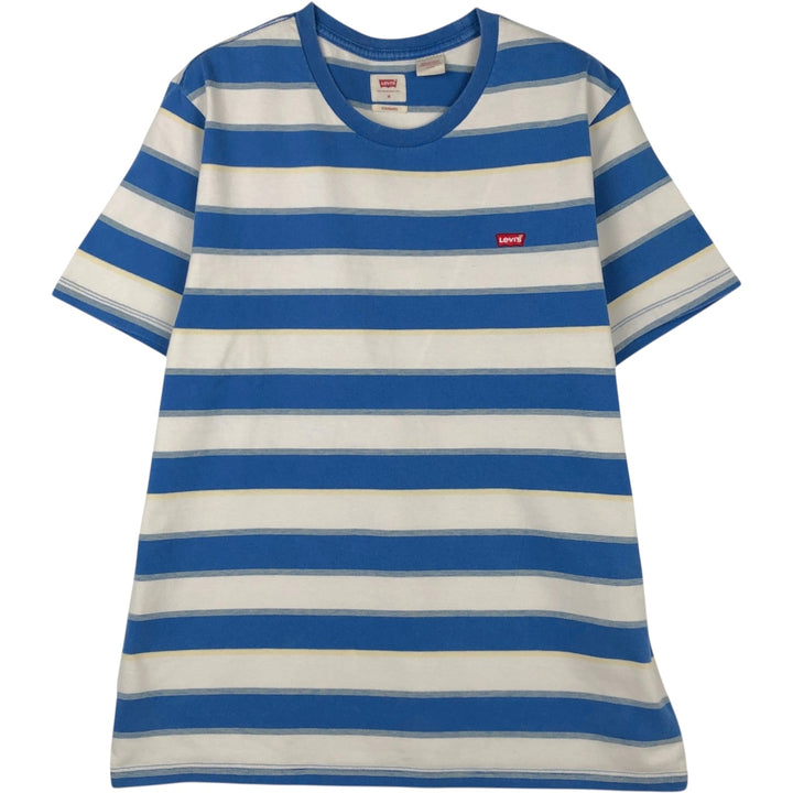 Levi's Standard Short-Sleeve Striped T-Shirt, Men's Size M (approx.) cotton white type Vintage Second Hand