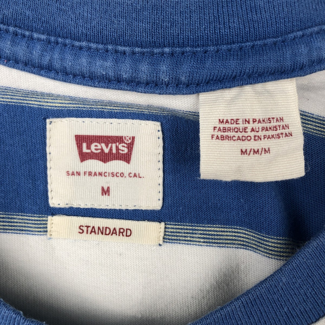 Levi's Standard Short-Sleeve Striped T-Shirt, Men's Size M (approx.) cotton white type Vintage Second Hand