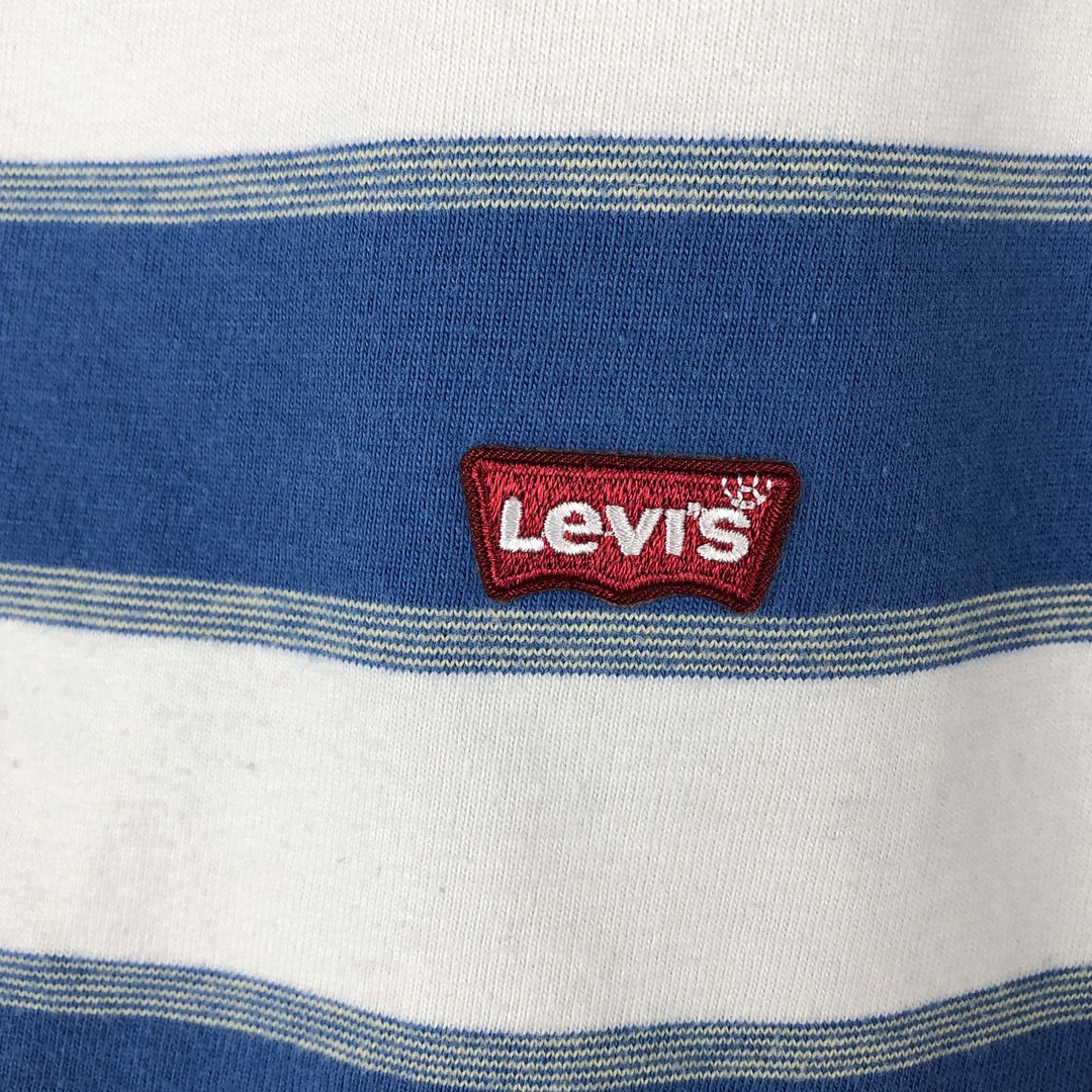 Levi's Standard Short-Sleeve Striped T-Shirt, Men's Size M (approx.) cotton white type Vintage Second Hand