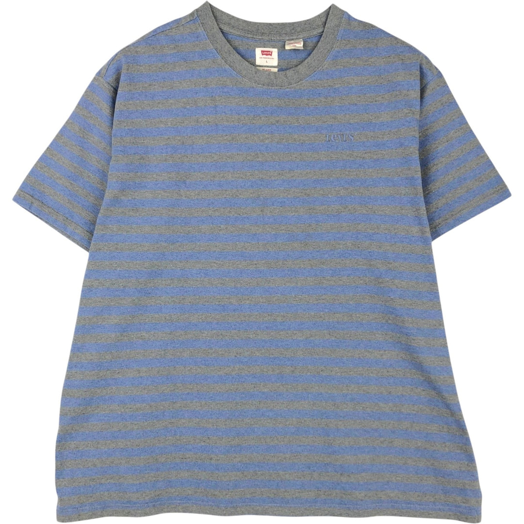 Levi's Relaxed Short-Sleeve Striped T-Shirt, Men's Size L (approx.) unclear gray type Vintage Second Hand