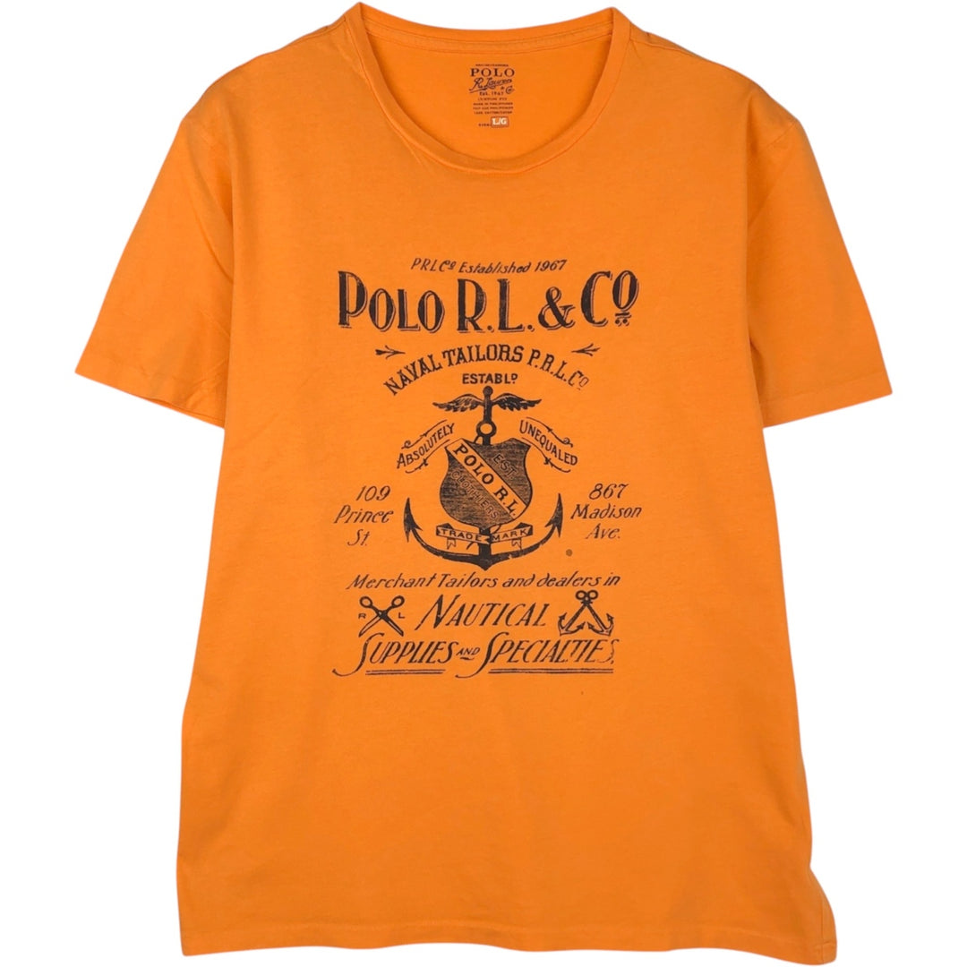 Ralph Lauren POLO RALPH LAUREN CUSTOM FIT Short-Sleeve Printed T-Shirt, Men's Size L (approx.) cotton orange type Vintage Second Hand