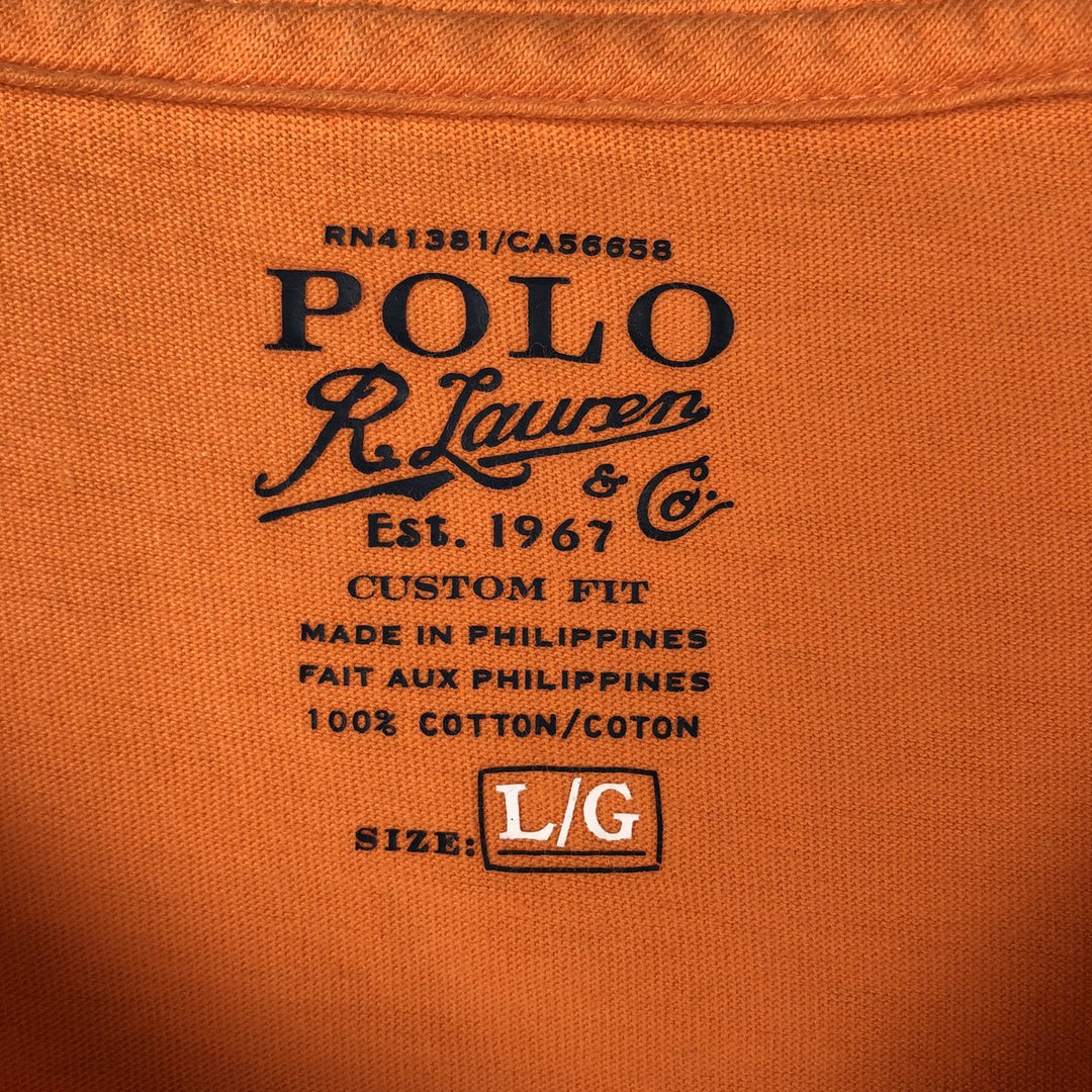 Ralph Lauren POLO RALPH LAUREN CUSTOM FIT Short-Sleeve Printed T-Shirt, Men's Size L (approx.) cotton orange type Vintage Second Hand