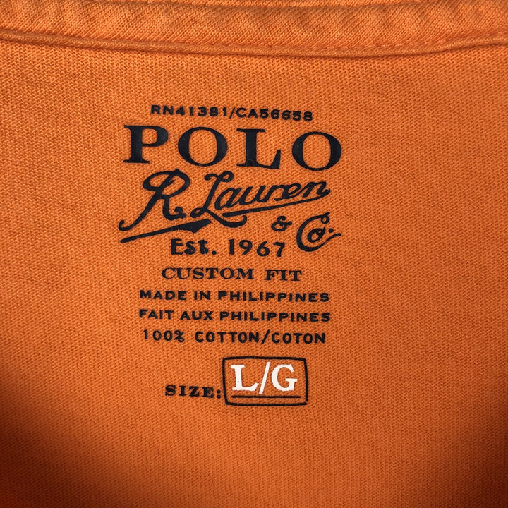 Ralph Lauren POLO RALPH LAUREN CUSTOM FIT Short-Sleeve Printed T-Shirt, Men's Size L (approx.) cotton orange type Vintage Second Hand