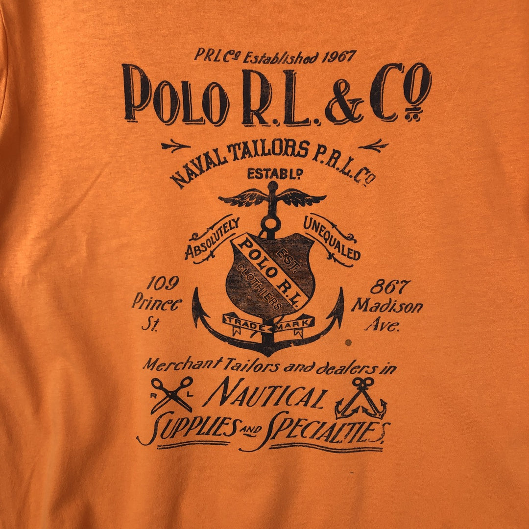 Ralph Lauren POLO RALPH LAUREN CUSTOM FIT Short-Sleeve Printed T-Shirt, Men's Size L (approx.) cotton orange type Vintage Second Hand