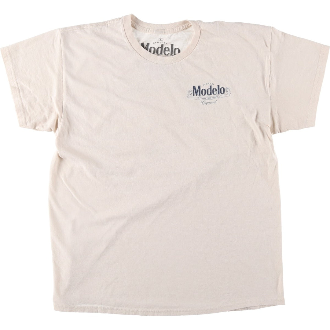 MODELO Advertising T-shirt, Men's Size L (equivalent) cotton Beige type Vintage Second Hand
